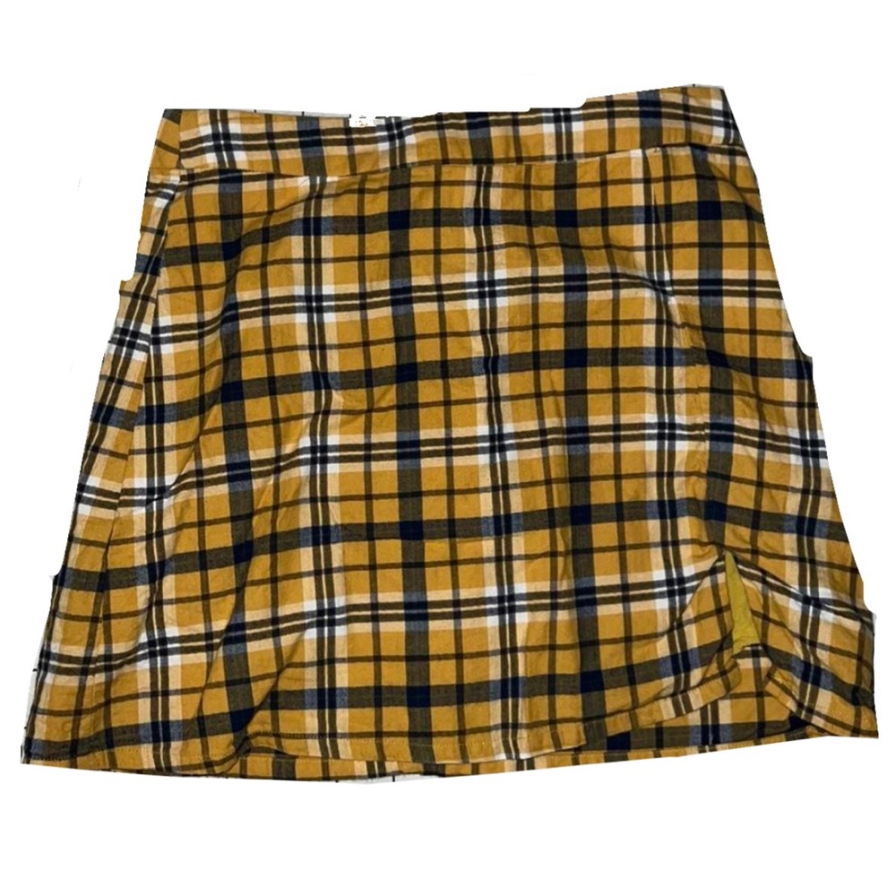 re:named yellow plaid mini skirt